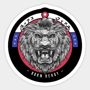 Born Ready Fighter Lion's Head Sticker